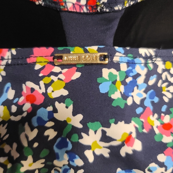 Ann Cole Navy Blue Floral Print Tankini top Strapless Size Medium - Picture 5 of 5